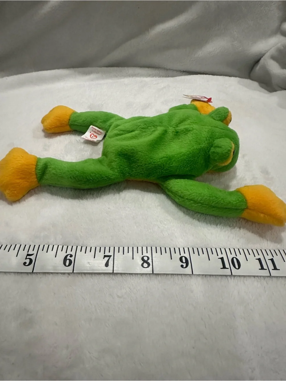 Ty Smoochy Plush Frog Toy - Bright Green and Yellow